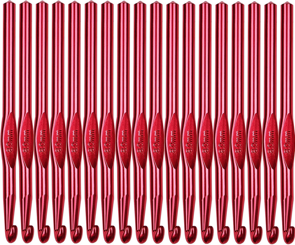 Hordolry 8mm Crochet Hooks Bulk, 18Pcs Aluminum Crochet Needle