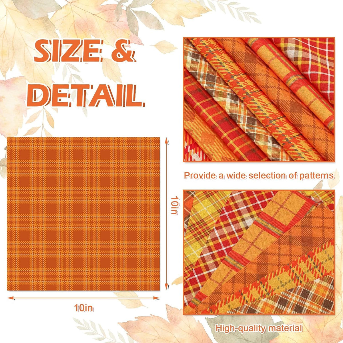 JarThenaAMCS 40 Pcs Fall Cotton Fabric Bundles Orange Yellow Buffalo