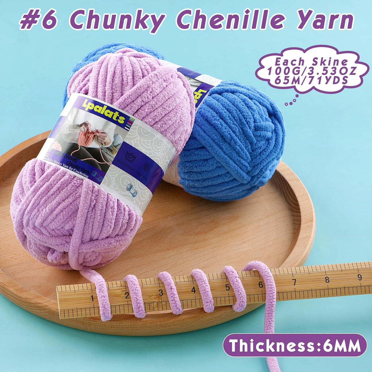 #6 Super Bulky Blanket Red Yarn - Chunky Chenille Yarn for Crocheting