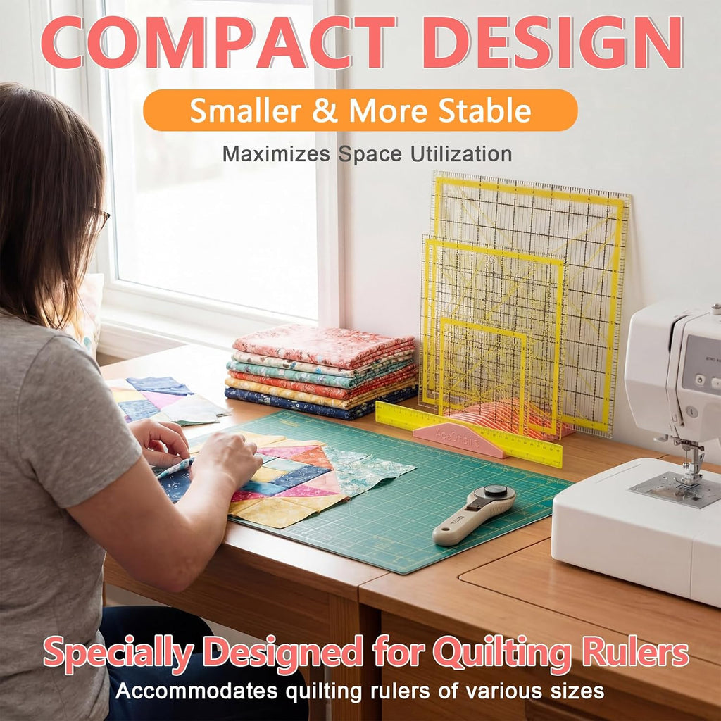18 Slot Storage Rack for Quilting Rulers, Pink Ruler Holder Organizer