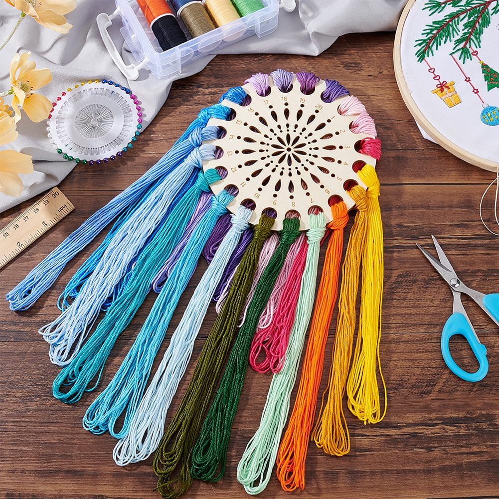 PH PandaHall 2pcs Wooden Embroidery Floss Organizer Cross Stitch