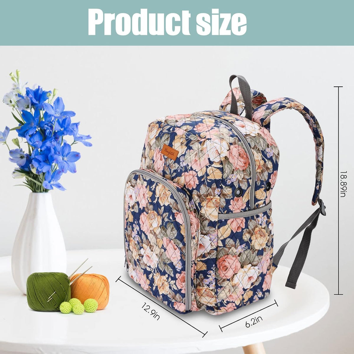 Yarn Storage Organizer Knitting Bag Backpack Large size with Grommets