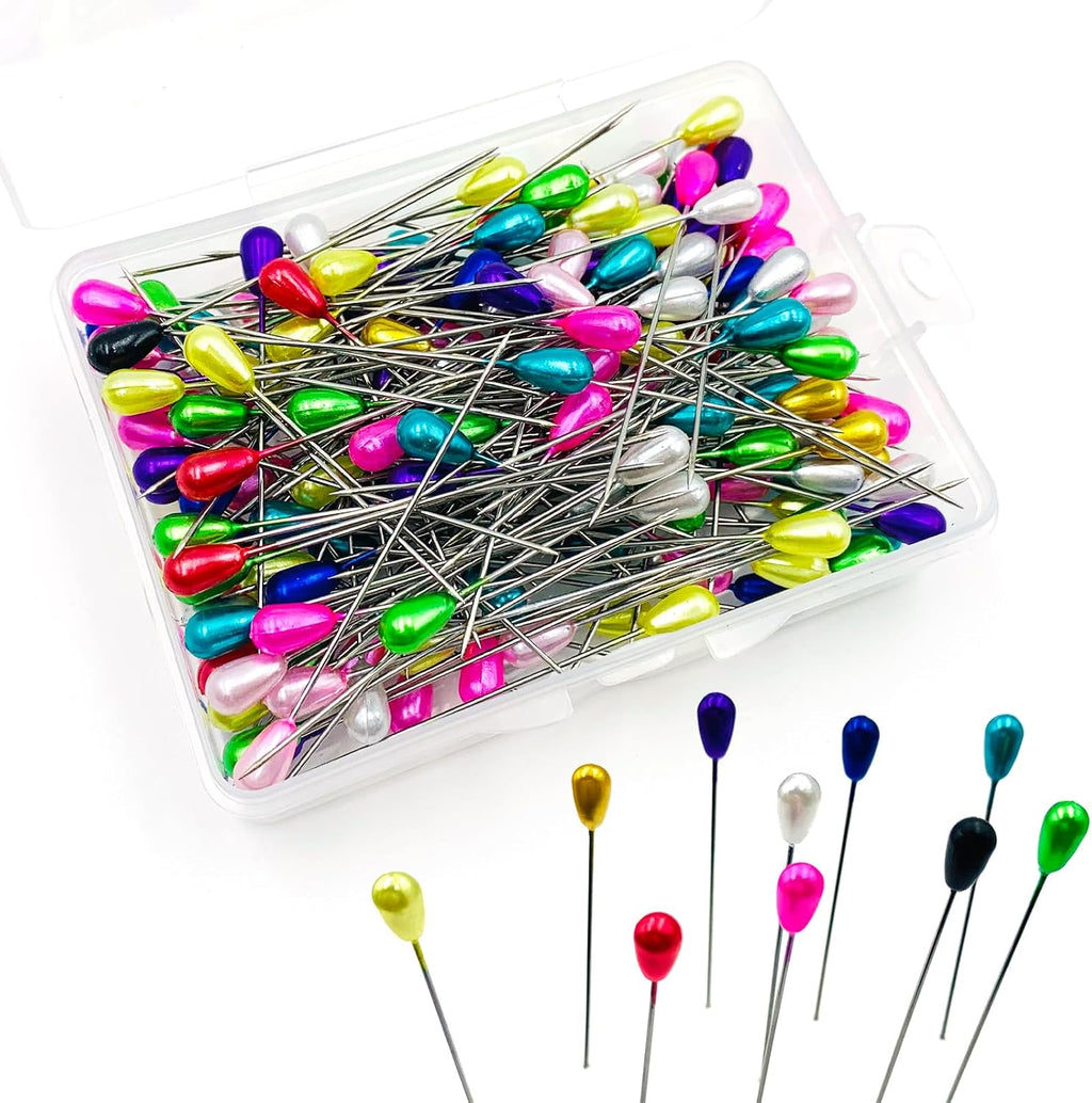 200PCS Colorful Straight Sewing Pins with Pearl Heads – 2.2" Stainless