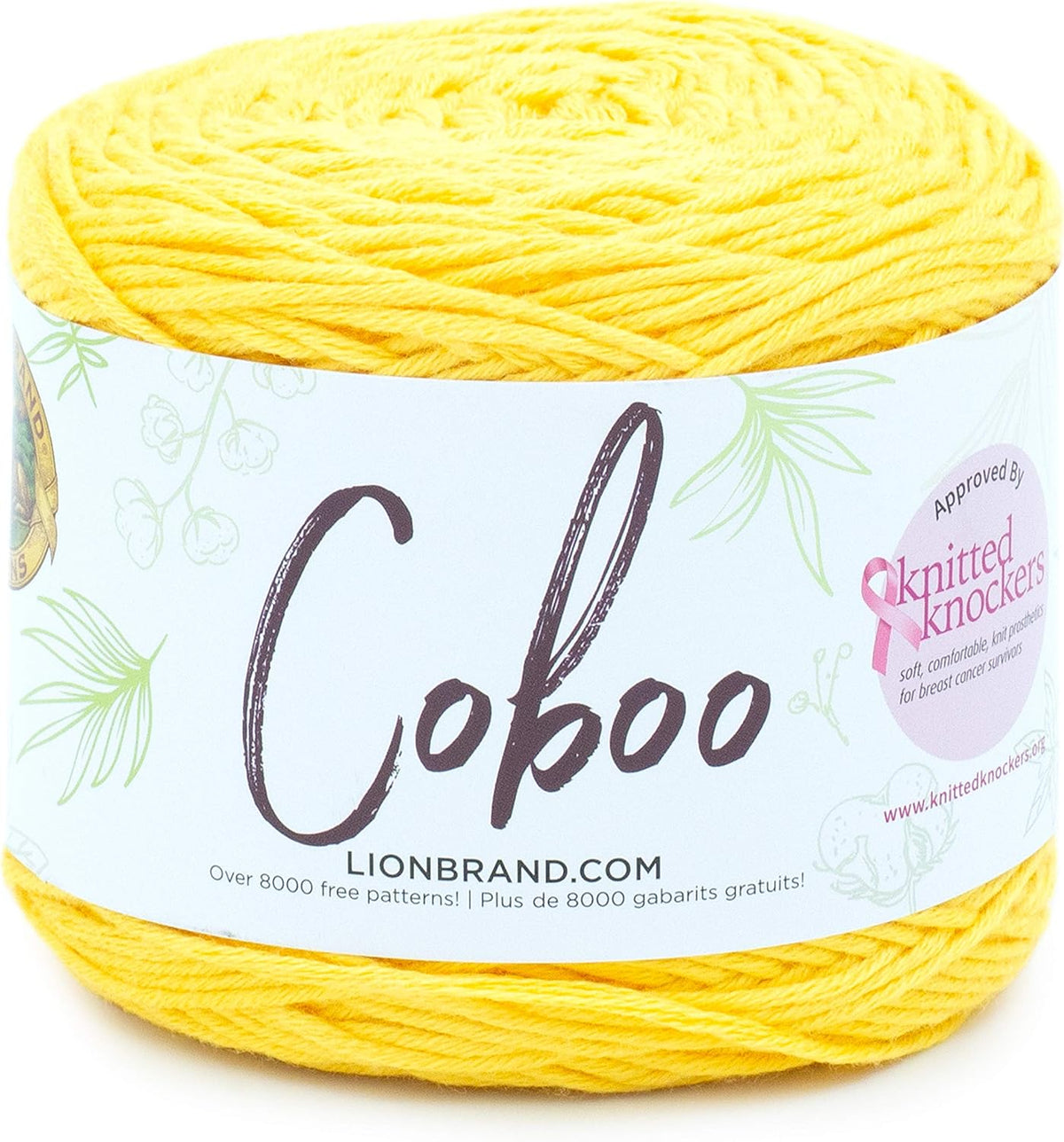 Lion Brand Yarn, Coboo Cotton Blend Crochet Yarn, Yellow, 1 Pack