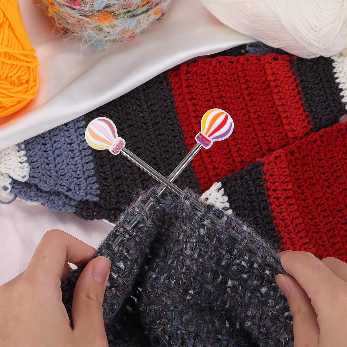 BEEFLYING Knitting Needle Stoppers 3D Cute Rainbow, Fit Size 2.5~8mm