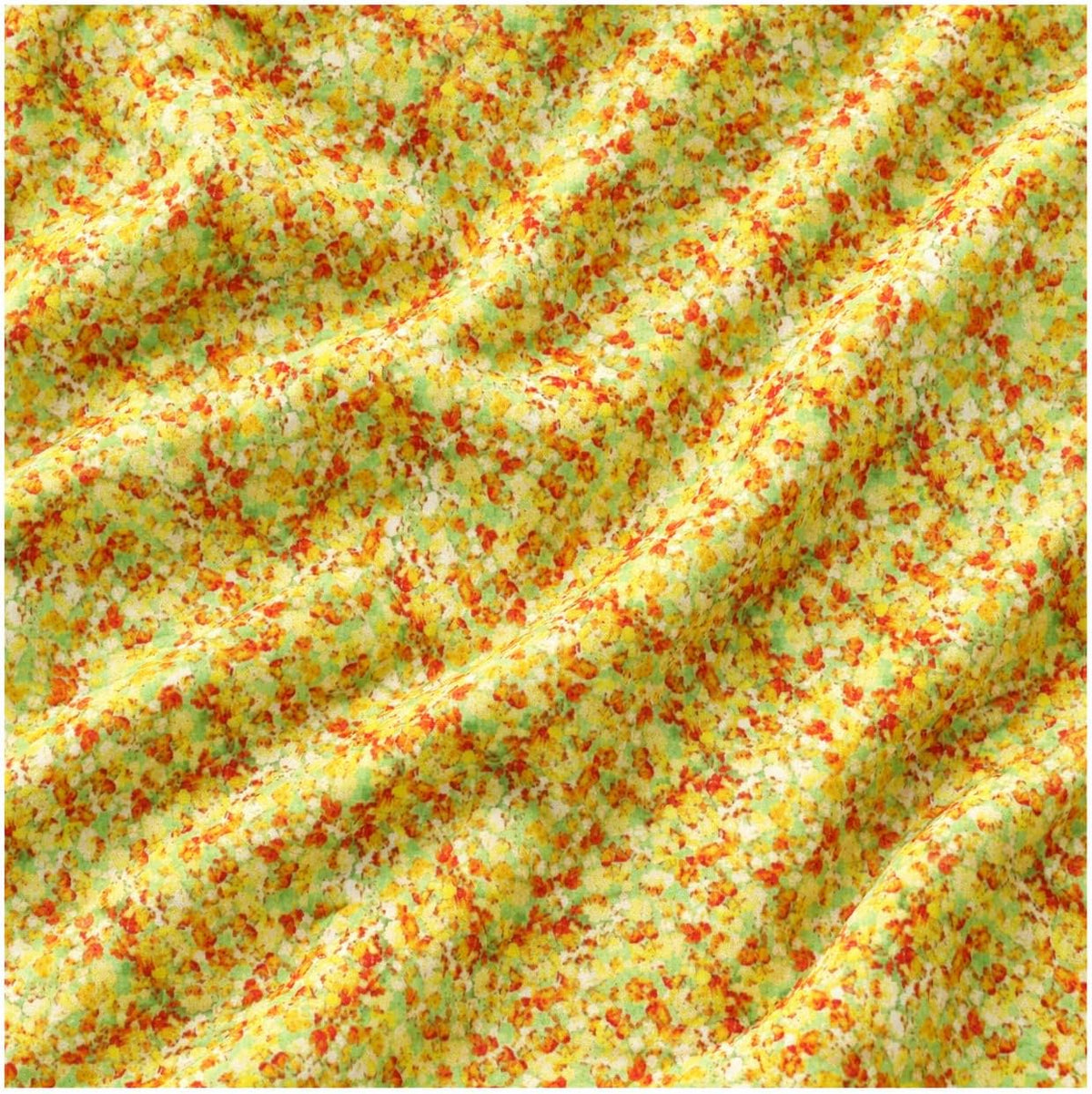 Orange Yellow Green Abstract Floral 100% Cotton Quilting Fabric by the