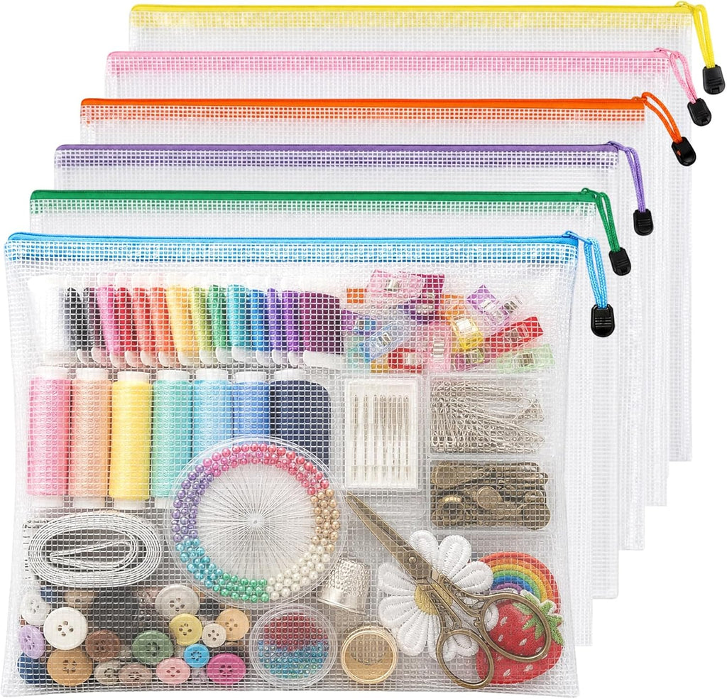 Klmnop 6 Pack Needlepoint Project Bag, 16.5"x12.6" Clear Mesh Sewing