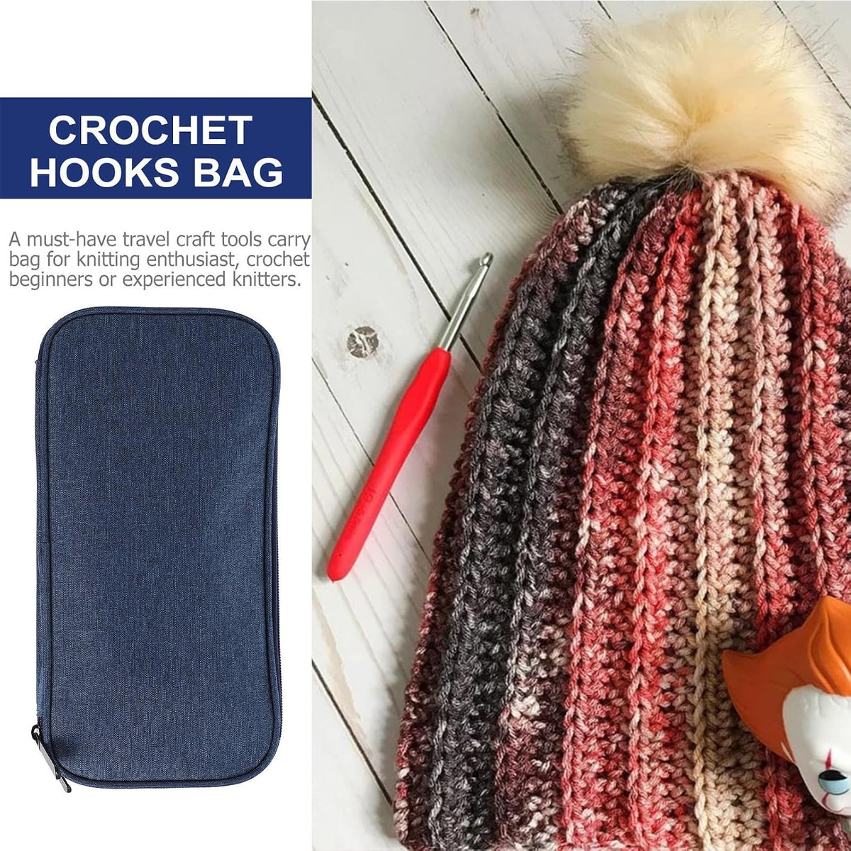 Knitting Needles Pouch Empty Bag Organizer for Crochet Hooks and