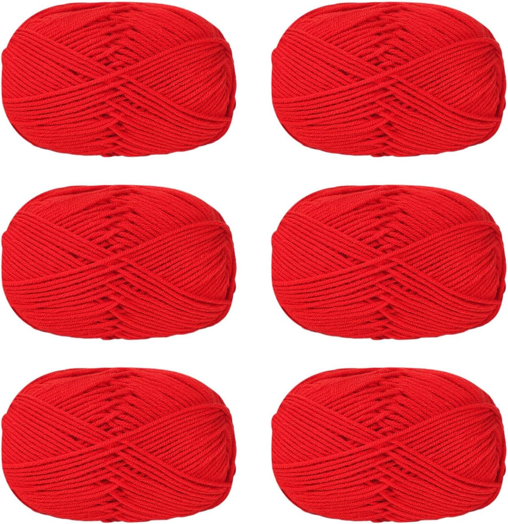 6Pcs Crochet Yarn, 50g / Roll Soft Crochet, 20 Vermilion