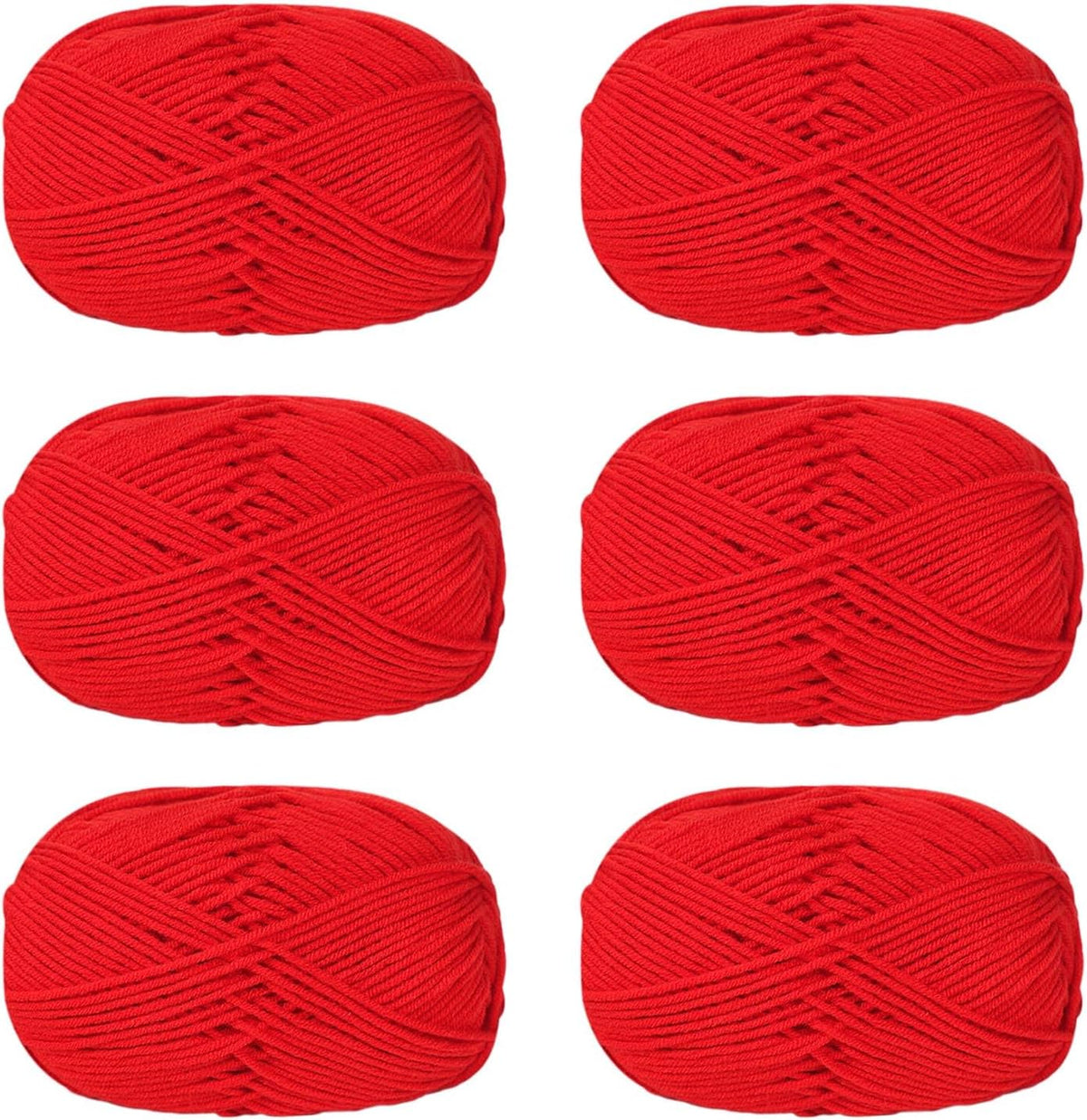 6Pcs Crochet Yarn, 50g / Roll Soft Crochet, 20 Vermilion