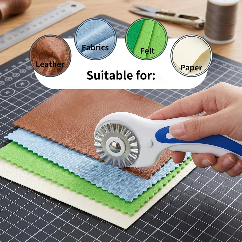 XIHIRCD 5pcs Rotary Cutter Blades, Wave Rotary Cutter for Fabric