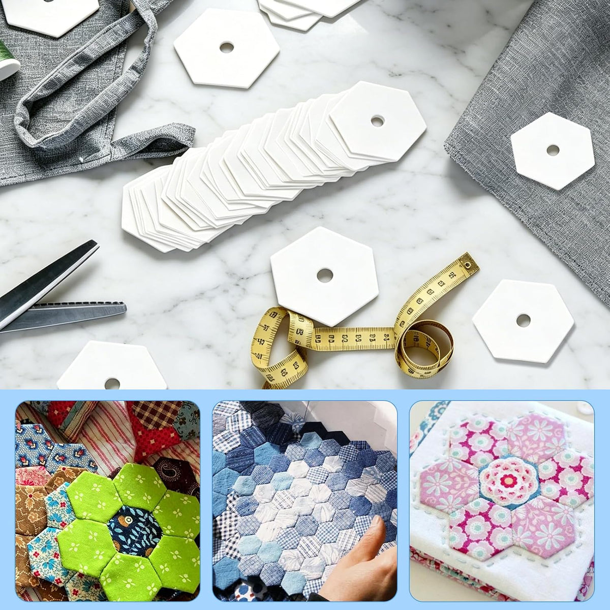 1000 PCS 0.5 Inch Hexagon Paper Piecing Templates for Quilting