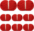 8 Pack Red Chunky Yarn for Hand Knitting, Chunky Chenille Yarn, Jumbo