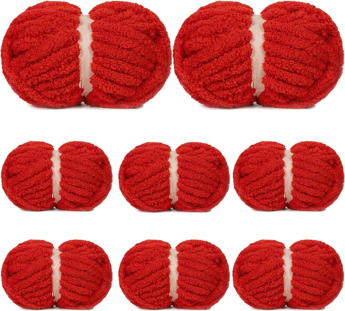 8 Pack Red Chunky Yarn for Hand Knitting, Chunky Chenille Yarn, Jumbo