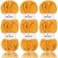 NICEEC 6 Skeins Soft Faux Fur Yarn 210yds/10.6oz- Pumpkin