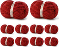 10 Pack of Burgundy Soft Jumbo Chunky Yarn for Hand Knitting,Thick
