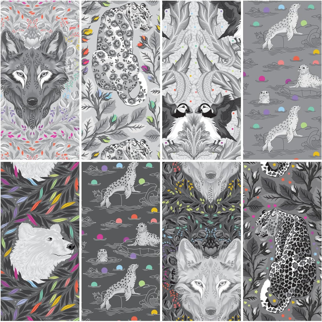 Graywork Fat Quarter Bundle (8 Pieces) by Tula Pink for FreeSpirit