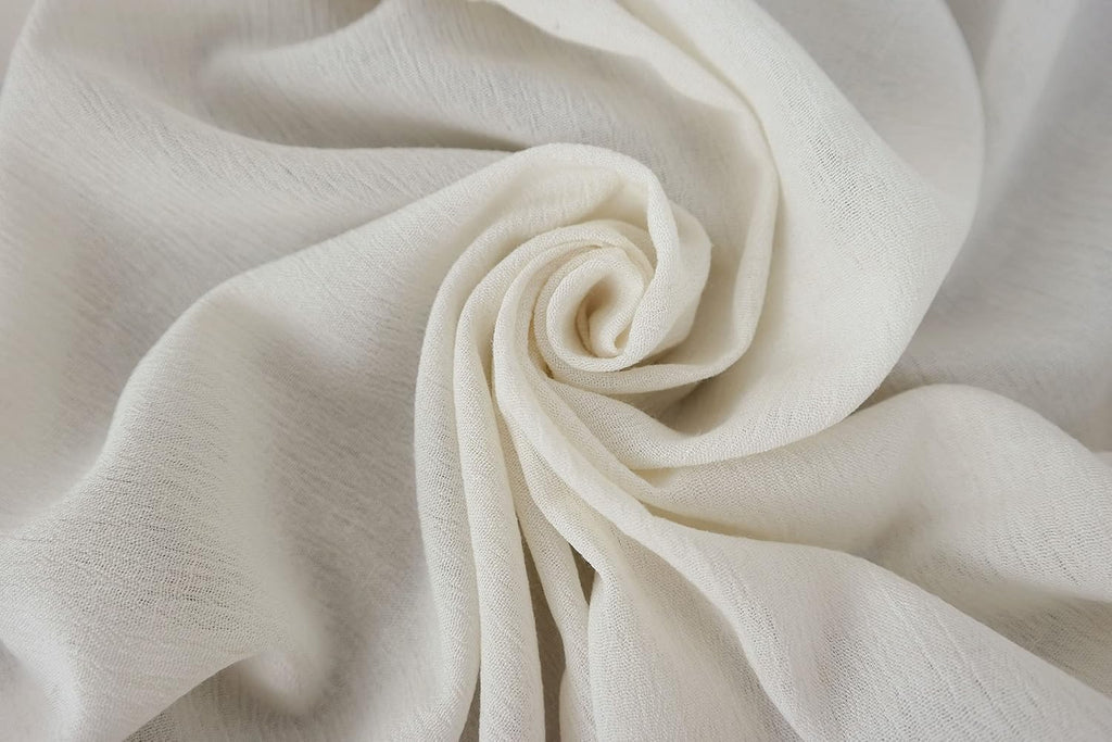 Ivory Linen Rayon Wrinkled Fabric | Quality Textured Material for