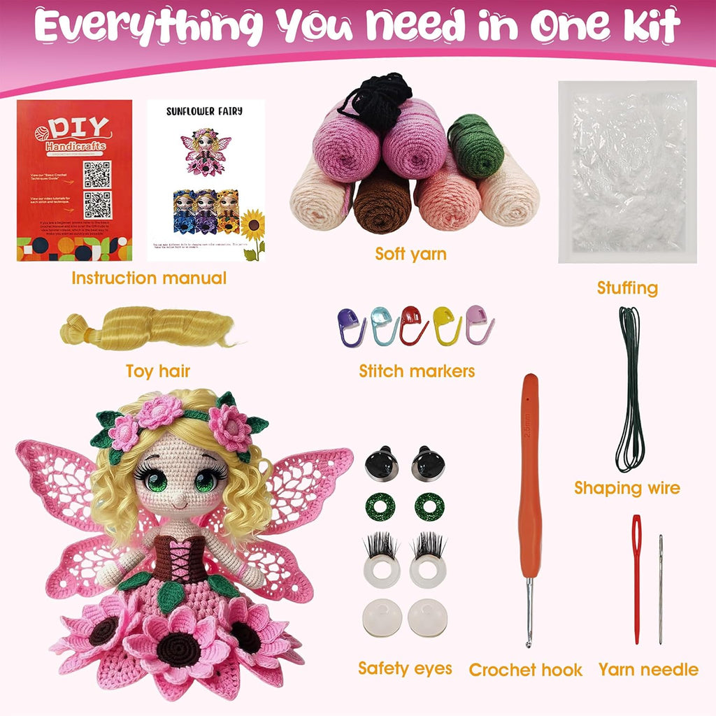 Morcolplus Sunflower Crochet Kit for Adults, Amigurumi DIY Yarn Craft