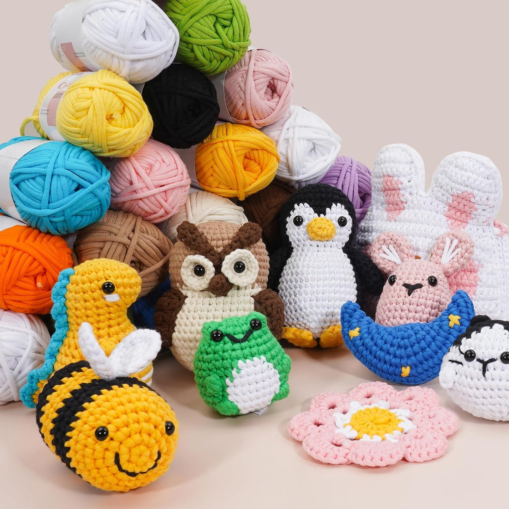 Crochet Yarn for Beginners, Cotton Yarn for Crocheting, 3 Pack