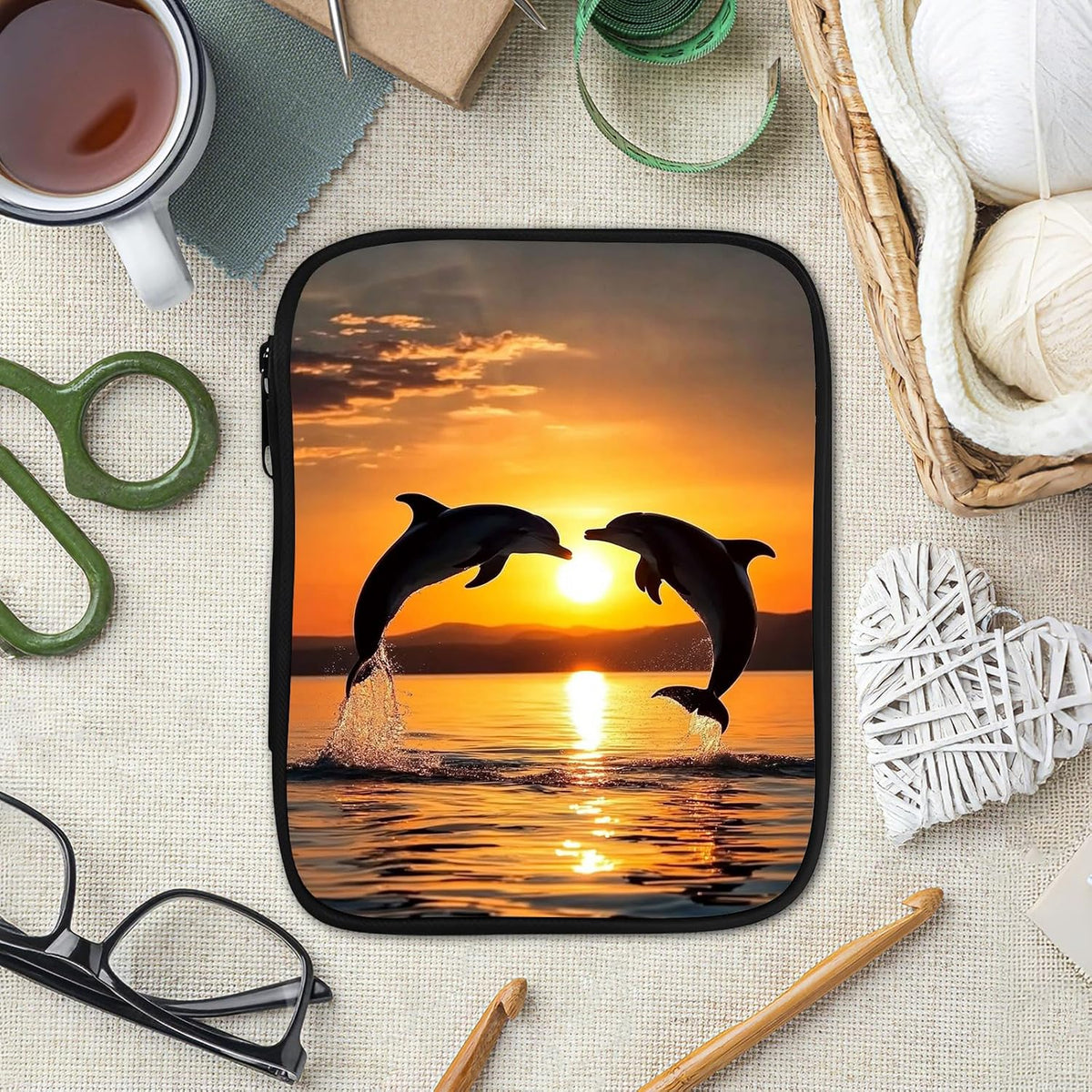 Cdkfxjy Empty Crochet Hook Case, Dolphin Ocean Sunset