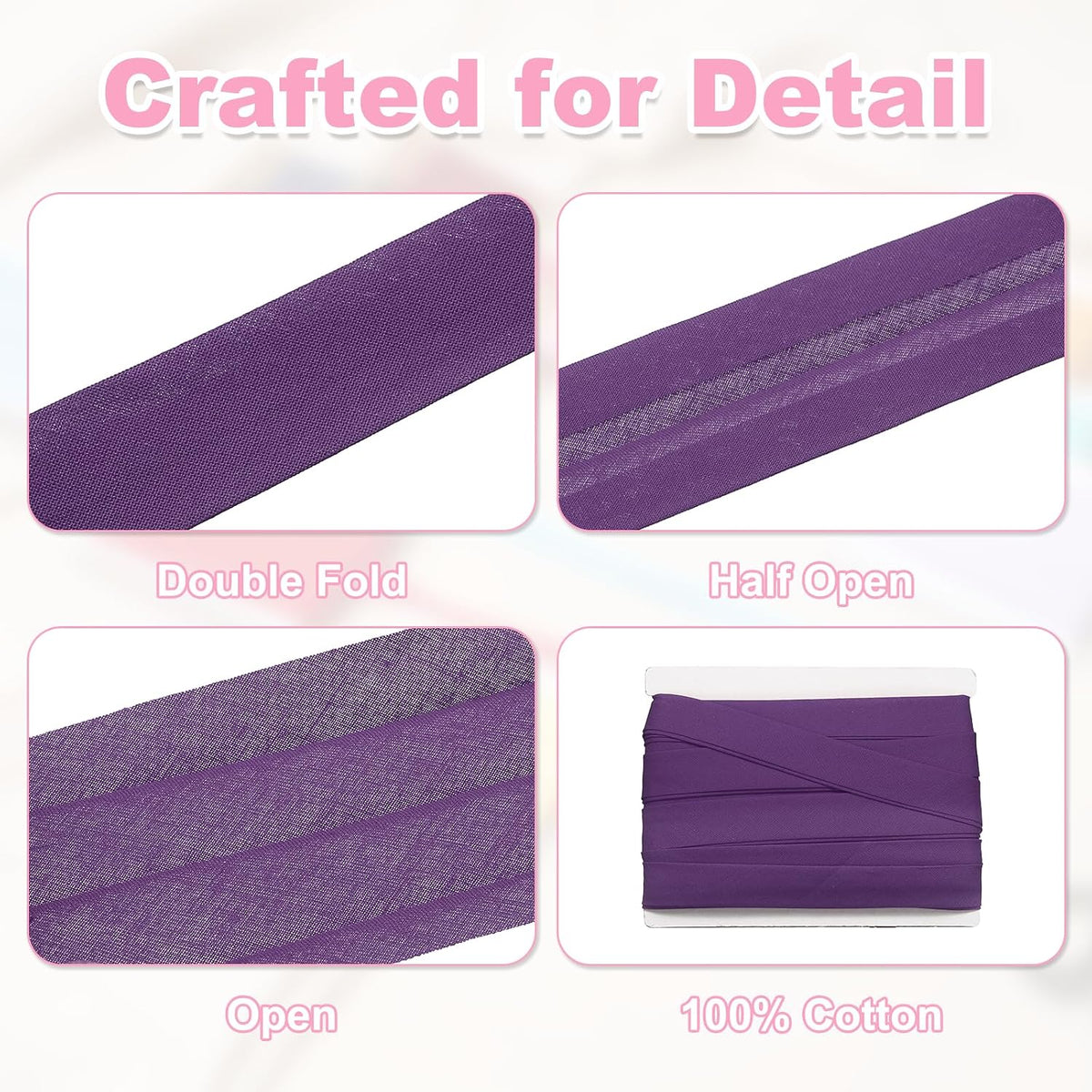 MECCANIXITY 5/8 Inch 10 Yards Cotton Double Fold Bias Tape Dark Purple