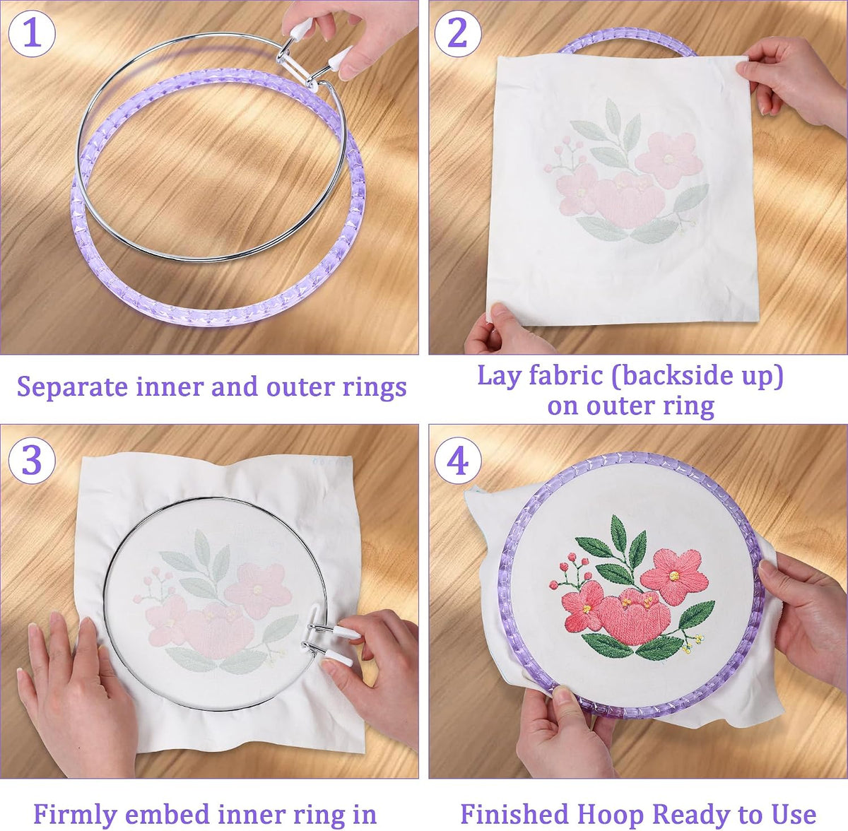 6.5" Embroidery Hoop Metal Ring Crystal ABS Frame Cross Stitch