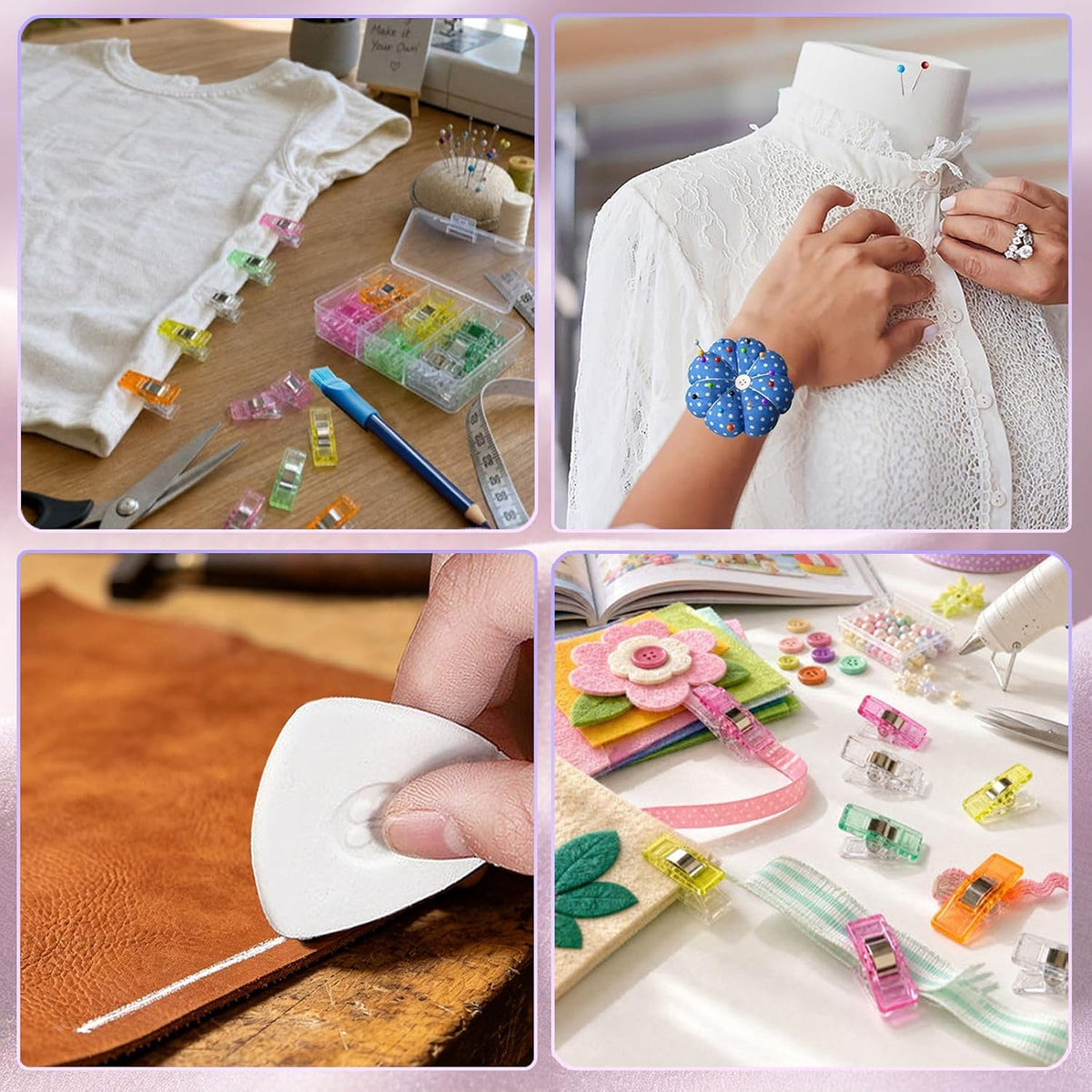 10Pcs Triangle Tailors Chalk with 100Pcs Sewing Clips, 100pcs Straight