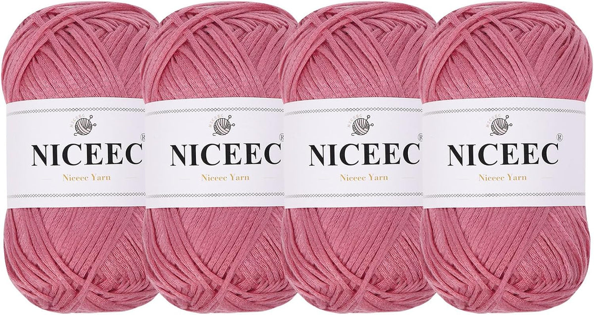 NICEEC 4 Skeins Soft Tube Yarn 100% Acrylic - Dark Pink