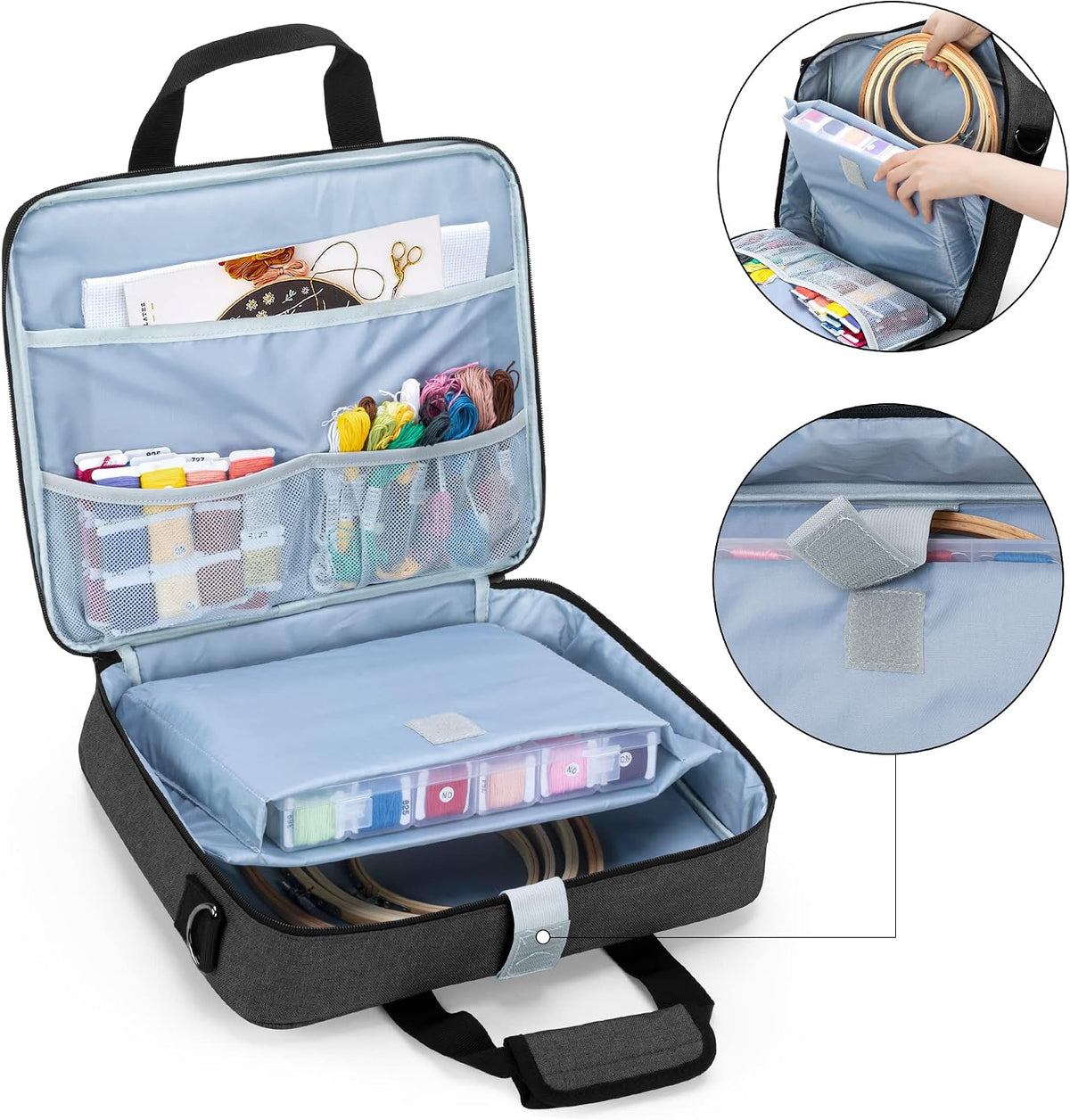 LUXJA Embroidery Project Bag, Embroidery Kits Storage Bag (Bag Only)