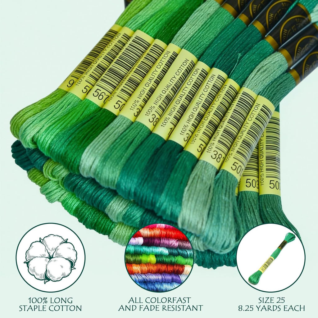 Blue Green Gradient Color Embroidery Floss - Cross Stitch Threads