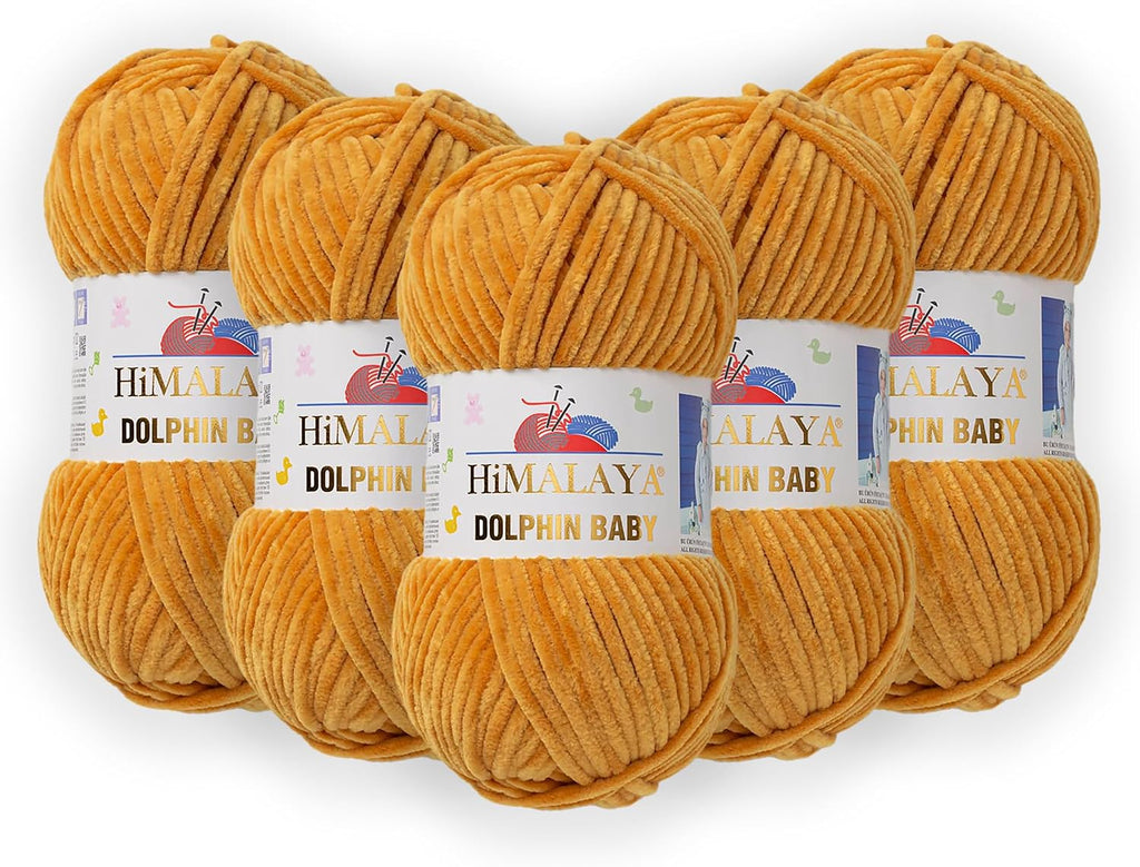 5 Skein/Pack Hiveroots Dolphin Baby Chenille Yarn, Each Ball 100 gr