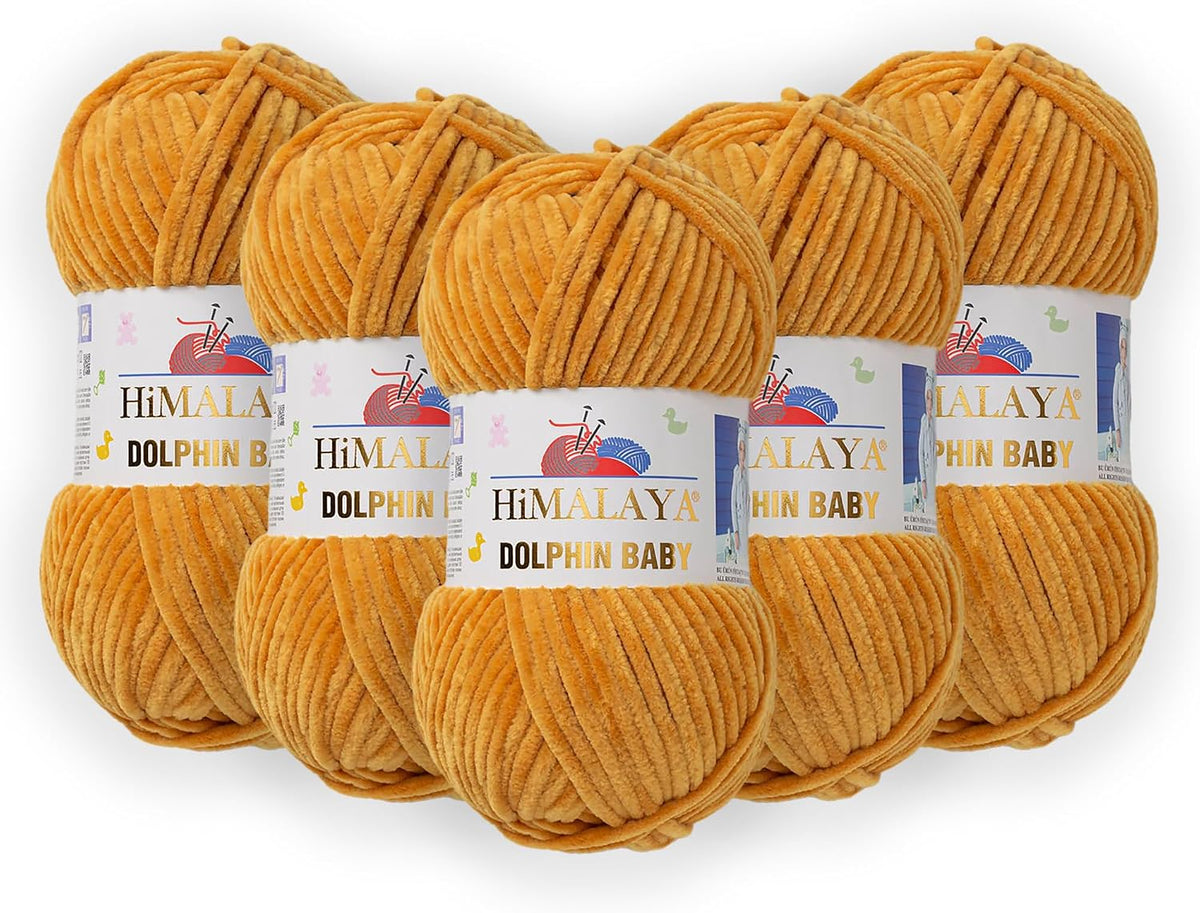 5 Skein/Pack Hiveroots Dolphin Baby Chenille Yarn, Each Ball 100 gr
