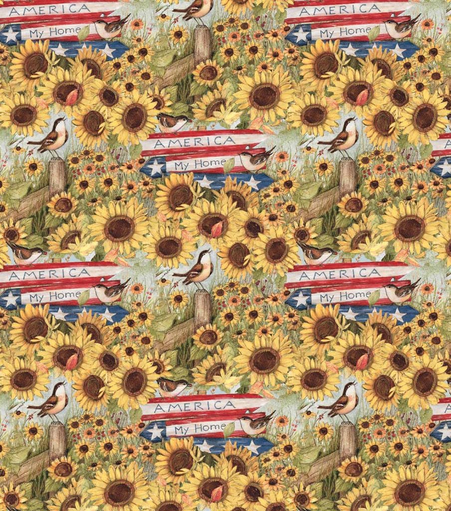 FlashPhoenix Quality Sewing Fabric – America My Home Print 100% Cotton