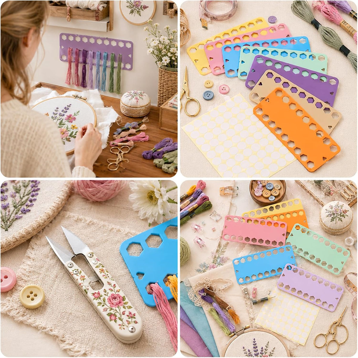 10 Pcs Cross Stitch Thread Organizer, 10 Color Plastic Floss Bobbin