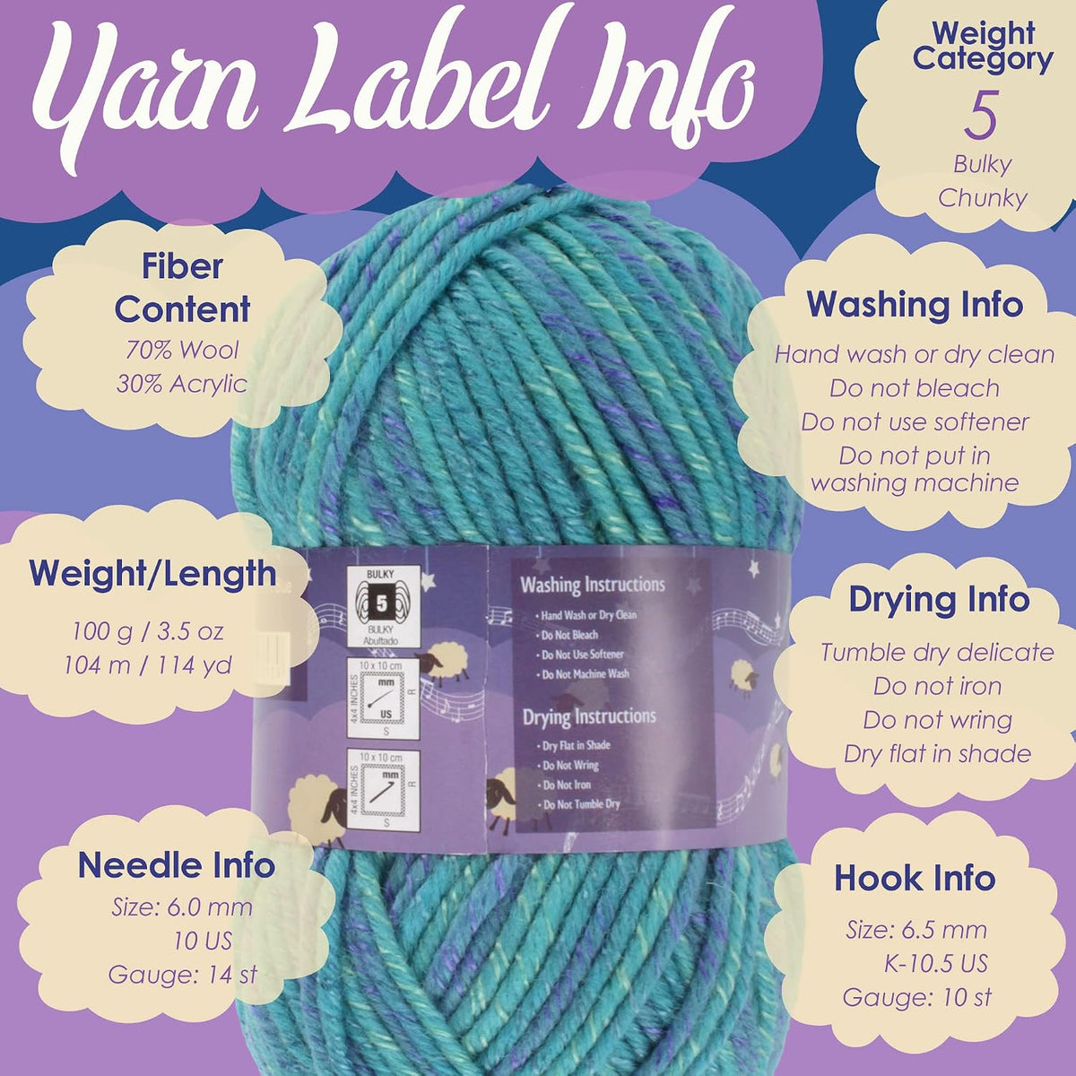 JubileeYarn Chunky Melody Yarn - Purple Haze - 2 Skeins
