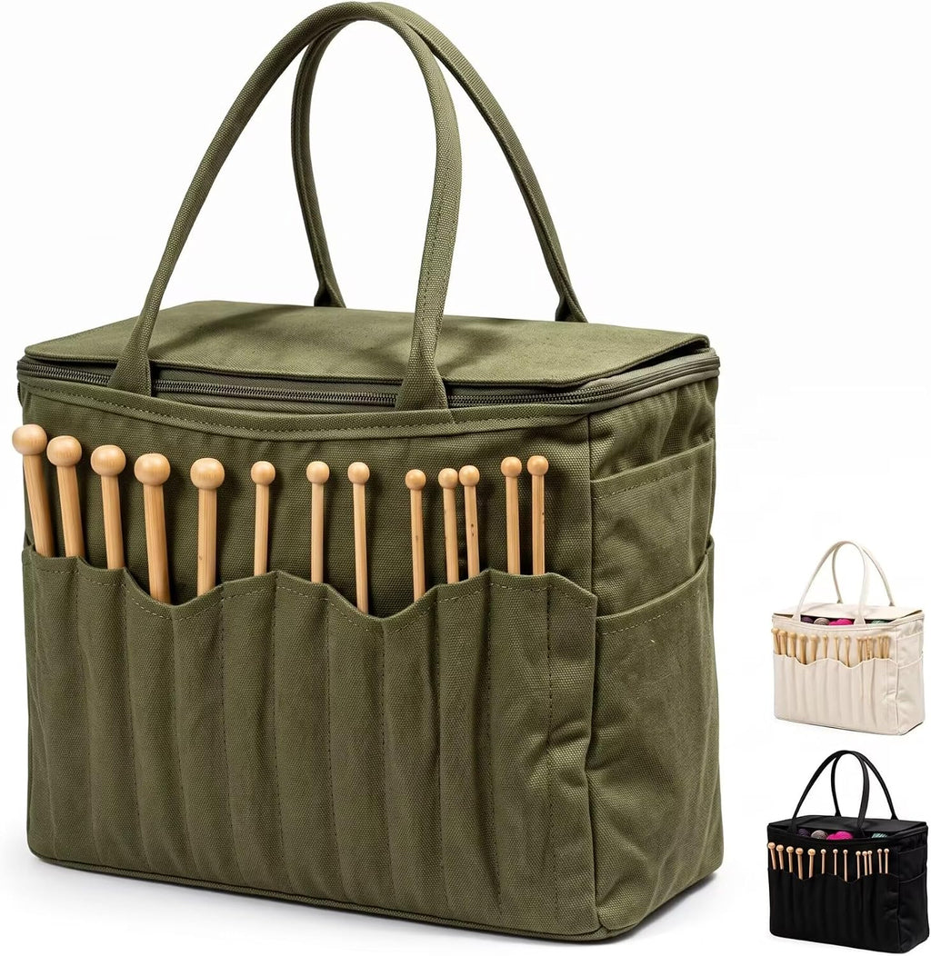 Canvas Yarn Storage Bag, Large Crochet - Knitting Organizer