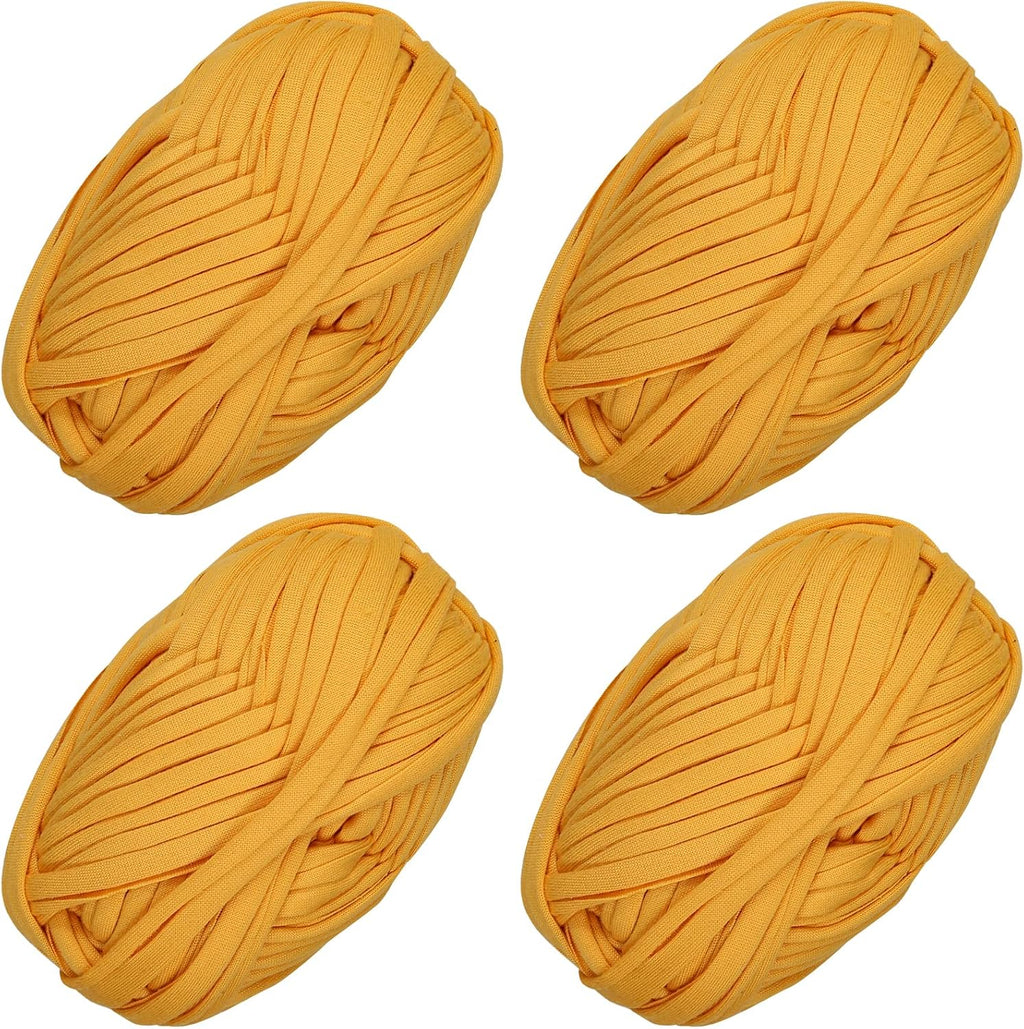 4 PCS T-Shirt Yarn, Elastic Crochet Yarn for DIY Bags, Yellow