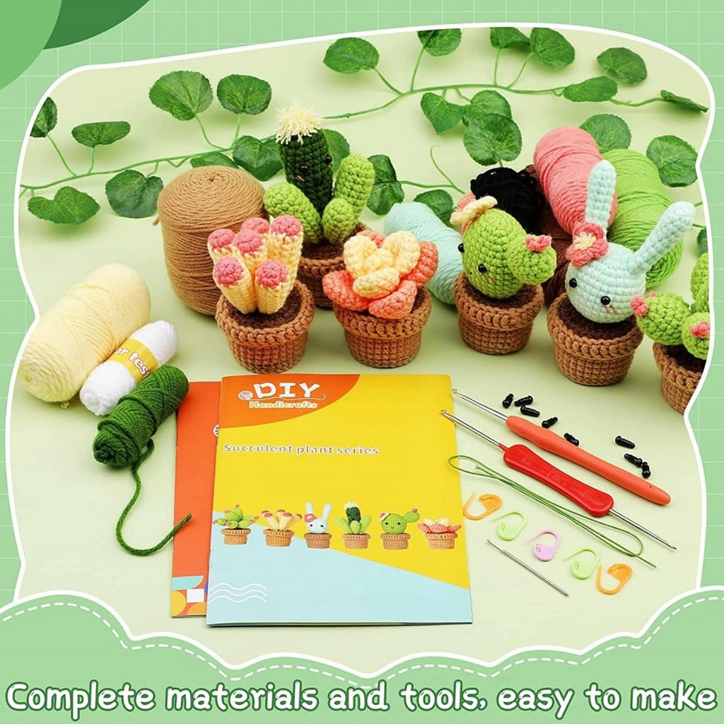 Youhitec Cactus Crochet Kit for Beginners DIY Craft Decorate Crochet