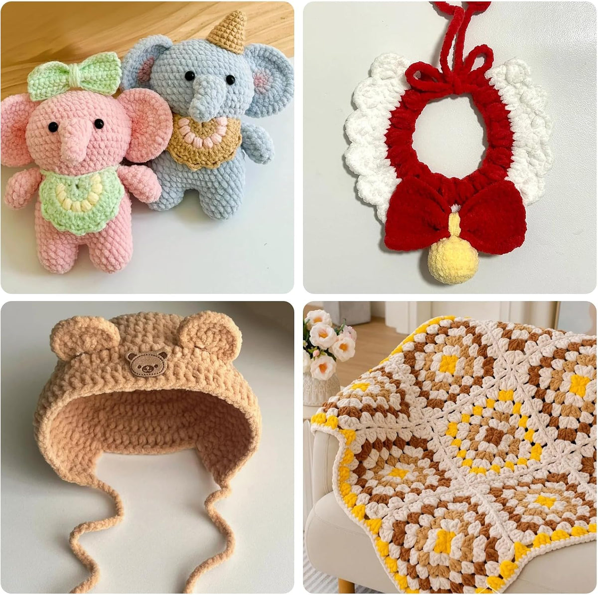 4 Pack Fluffy Chenille Yarn for Crocheting, Baby Yarn for Crocheting
