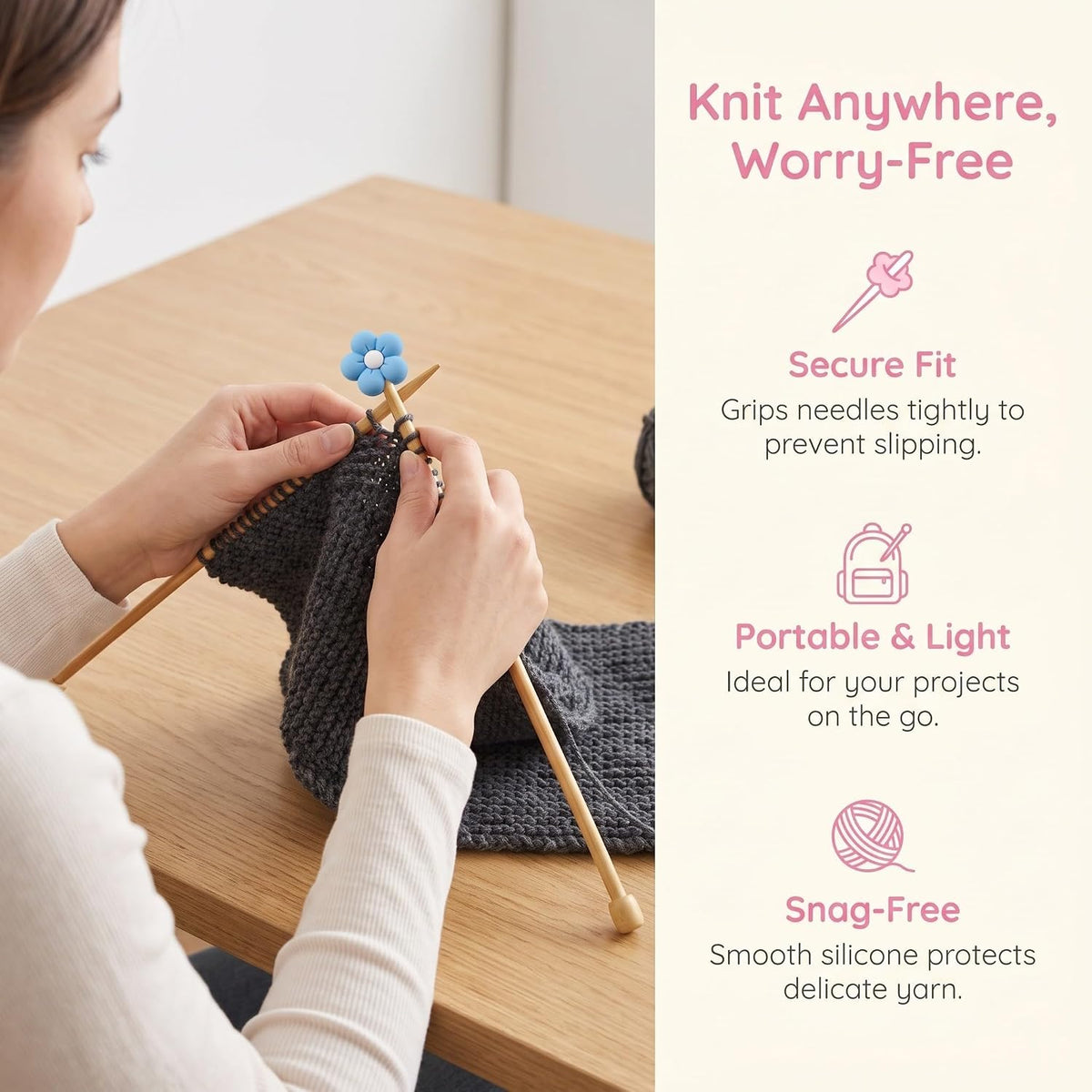 Cute Flower Knitting Needle Point Protectors for Winter, 16pcs