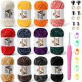 Chenille Velvet Yarn for Crocheting Beginner Yarn 12 Pack Multicolor