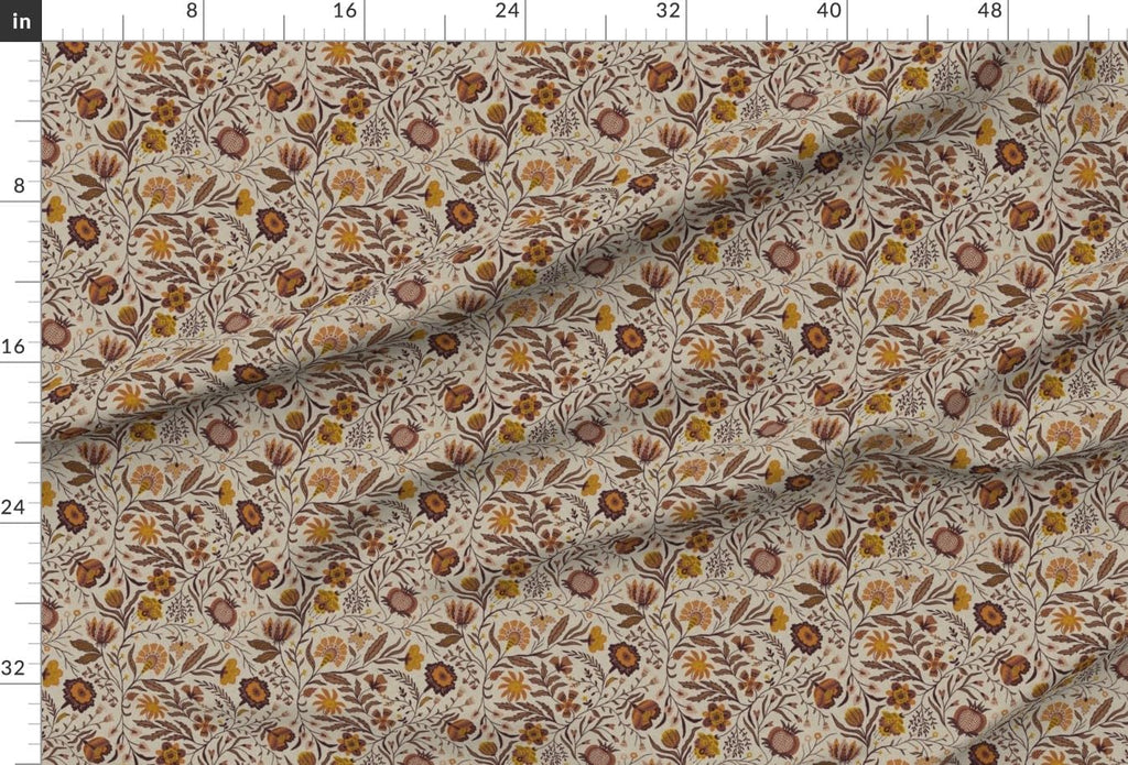 Spoonflower Fabric Bohemian Botanical Floral on Essex Linen