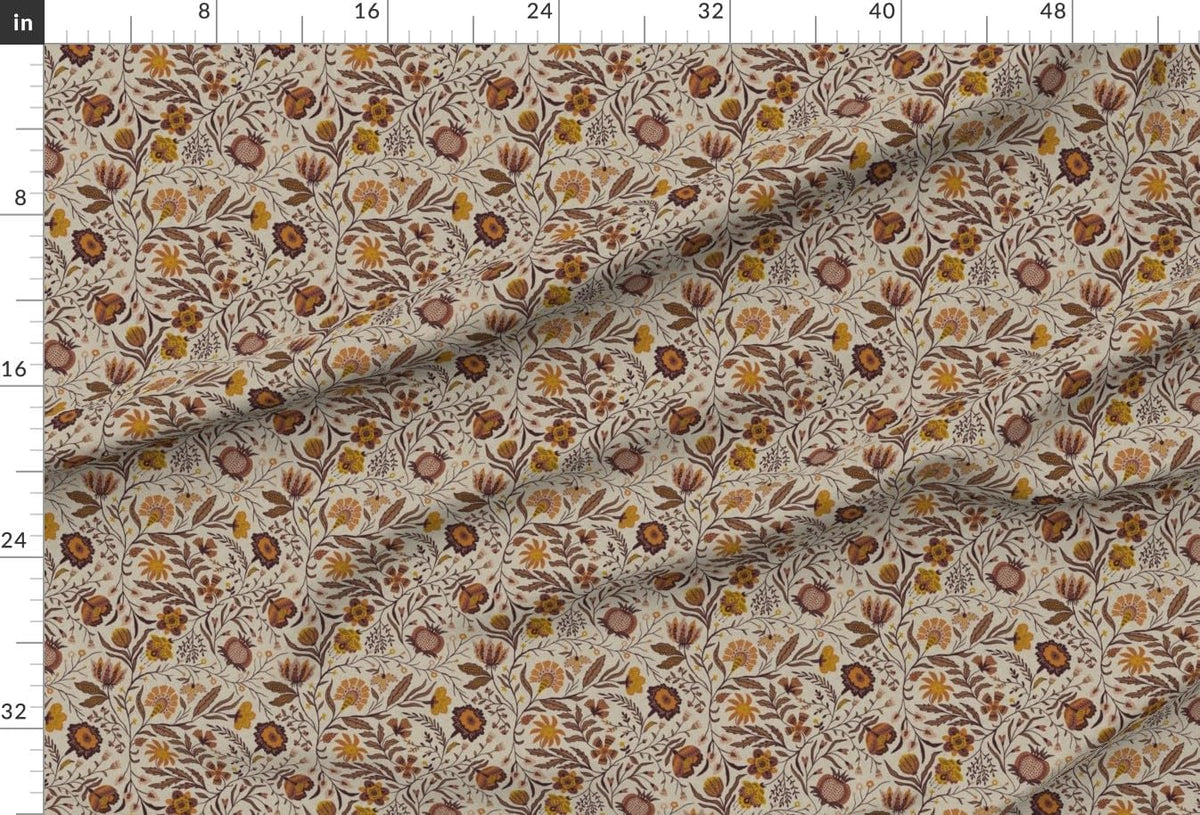 Spoonflower Fabric Bohemian Botanical Floral on Essex Linen