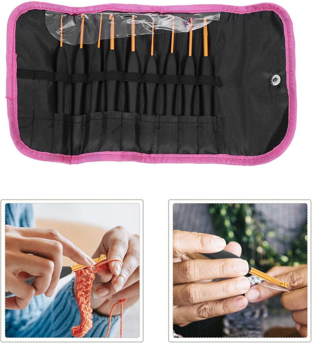 Black Crochet Hooks Set for Winter Knitting Classes, 9 Size
