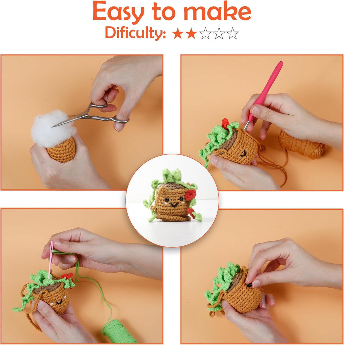 A-URA Learn to Crochet Kit for Beginners Kids and Adults, Premium 4