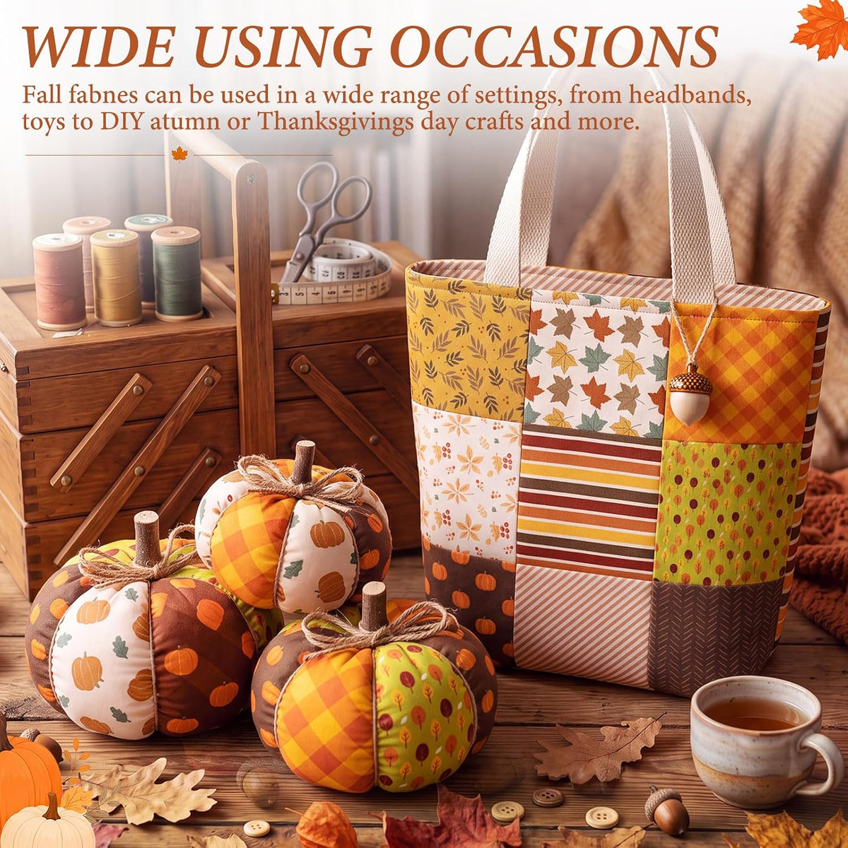Tatuo 10 Pcs 20"x20" Cotton Fabric Quilting, Fall