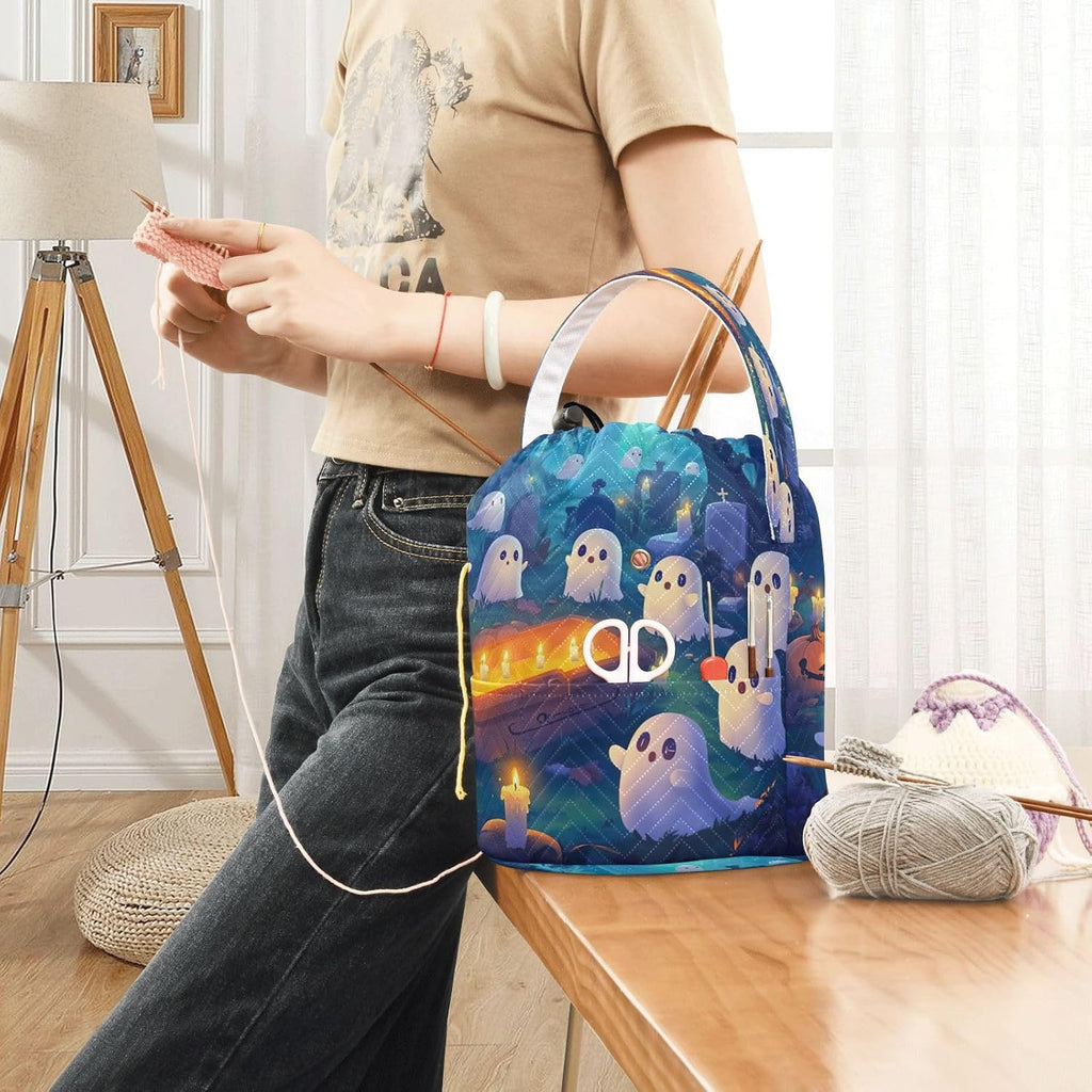 YETTASBIN Halloween Ghost Yarn Storage Bag, Large Crochet Knitting Bag