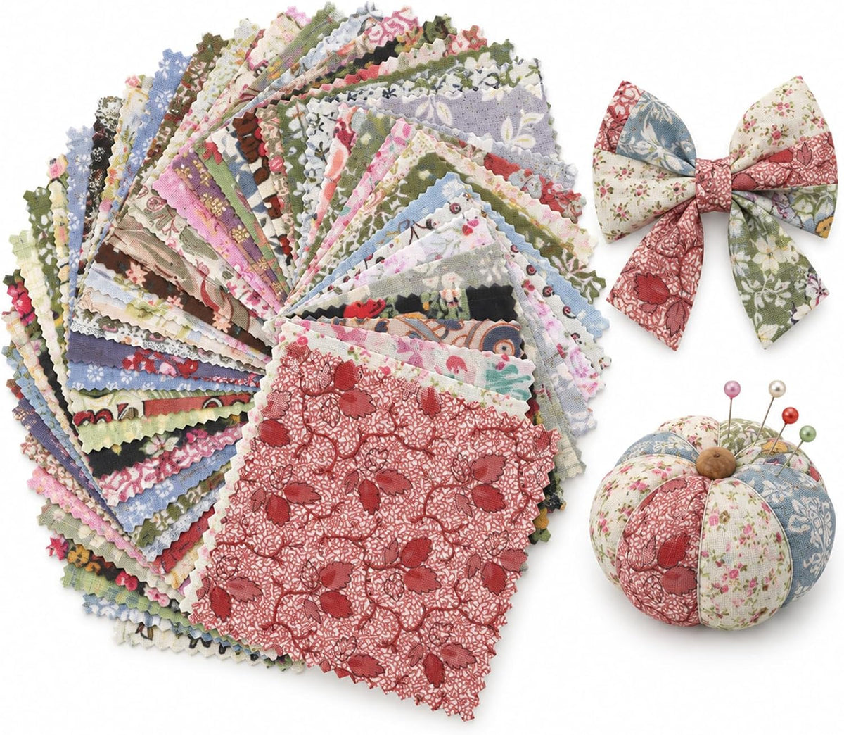 50 Pcs Vintage Fabric Squares Charm Pack Fabric Quilting Squares