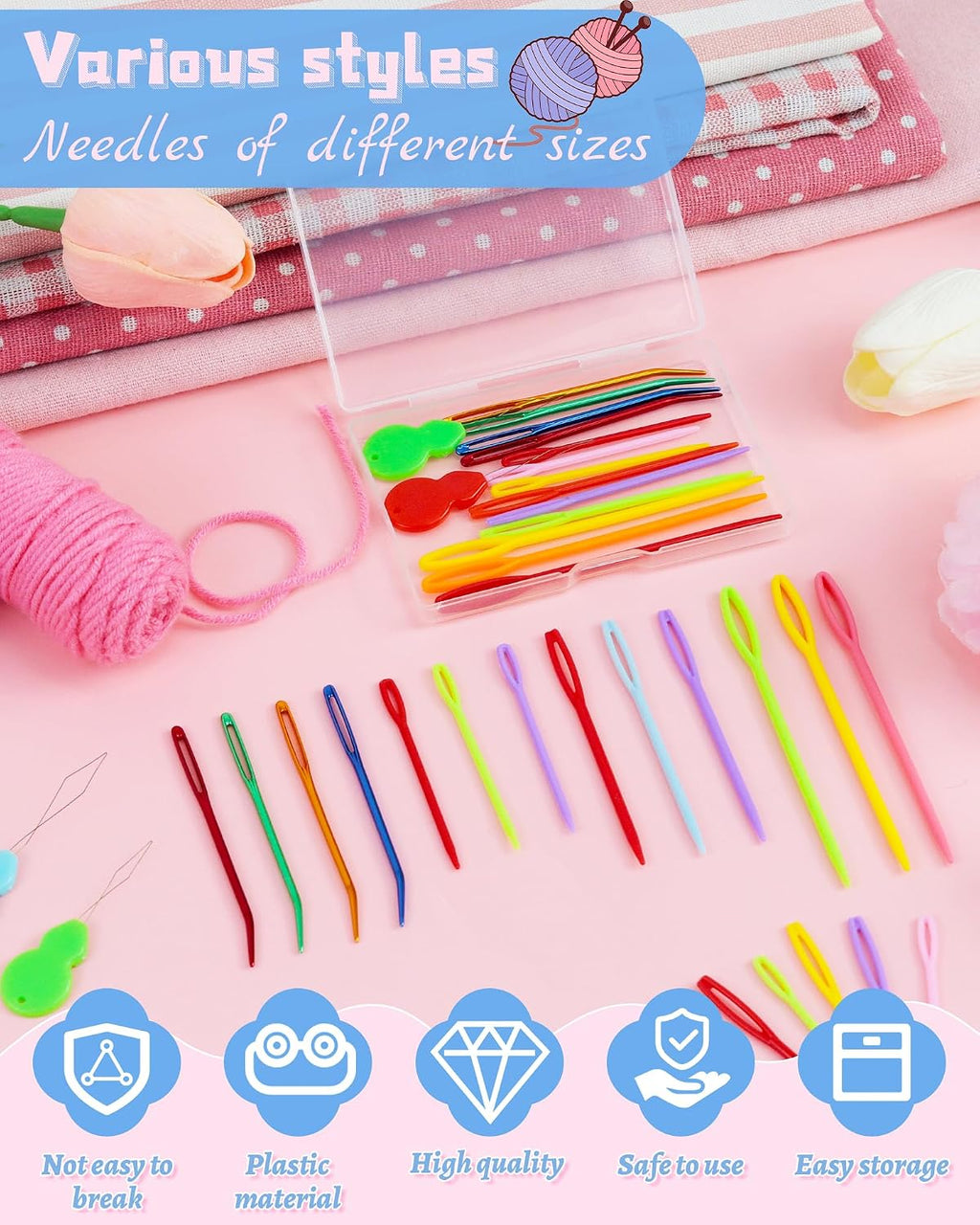 FIVEIZERO 19 Pcs Yarn Needles Set, Assorted Yarn Needles Bent Tapestry